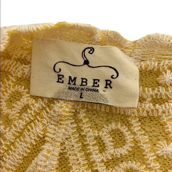 Ember Yellow Lace Embroidered Floral Kimono/Topper - Picture 5 of 7